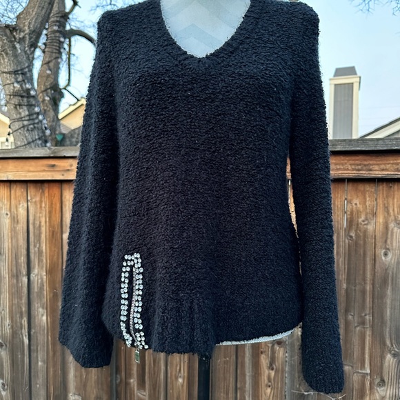 INC Black Boucle Knit Sweater - Picture 2 of 9